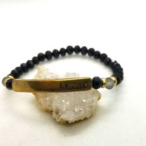 Simplstic blessed black stretch bracelet‎